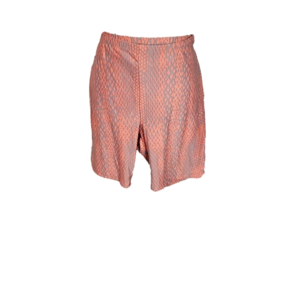 Just Be Pink Gray Print Biker Shorts Large NWT
